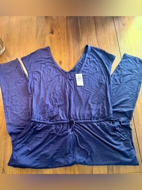Torrid Navy Blue V-Neck Drawstring Jumpsuit